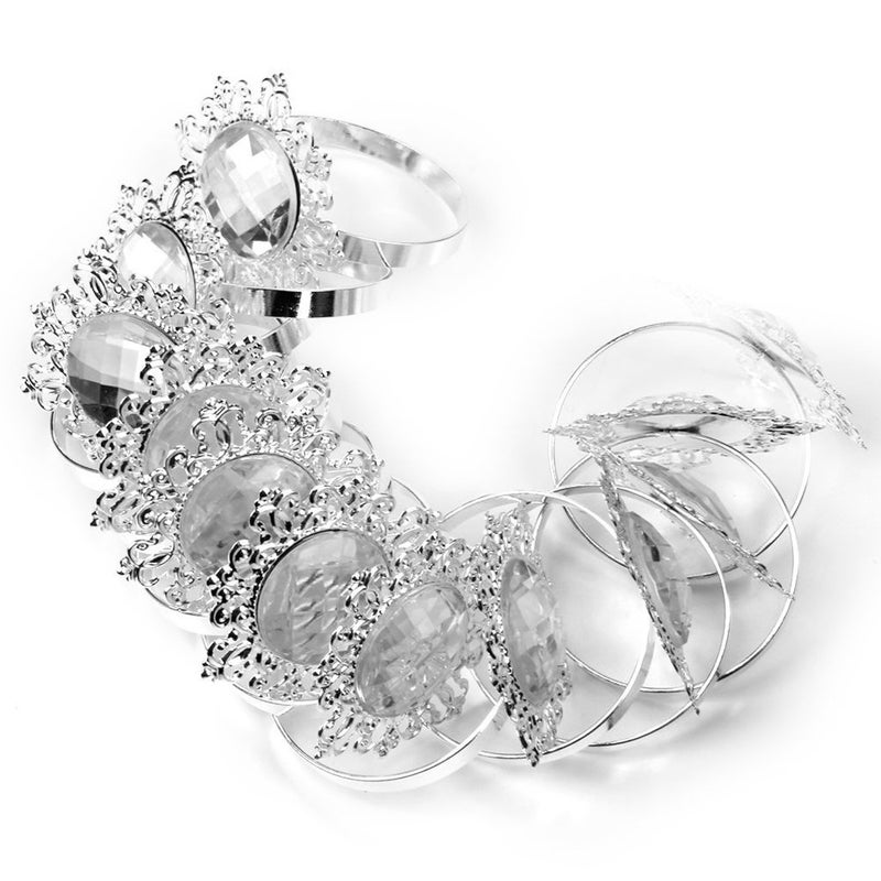 ROSENICE 12pcs Crystal Napkin Rings Silver Napkin Holders for Wedding, Dining Table Decor, Wedding Christmas, Thanksgiving, Party Decoration - Image 3